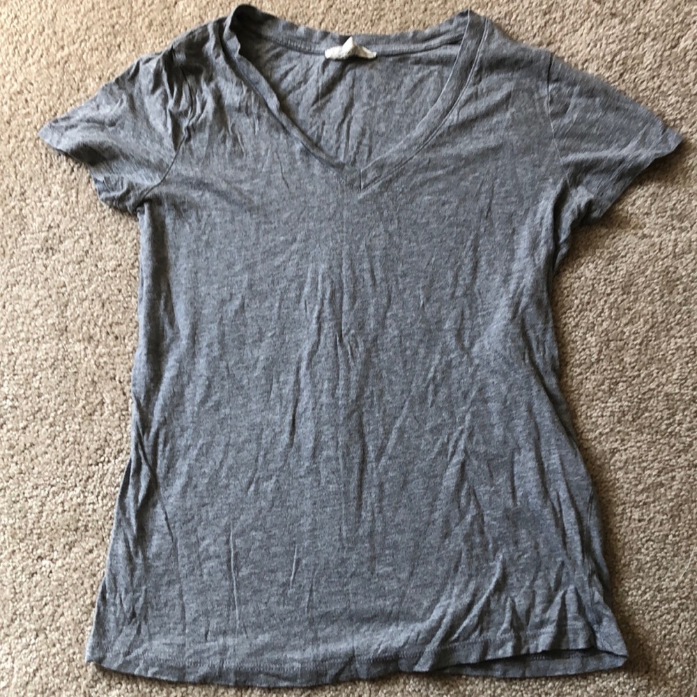 Gray Plain V-Neck Tshirt